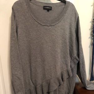 Gry sweater-ruffles on bottom.  Lane Bryant 26/28
